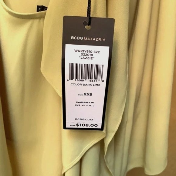 BCBG, “Jazzie” Draped Halter Top, Size XXS (fits a size larger), Dark Lime, NWT - Picture 3 of 5
